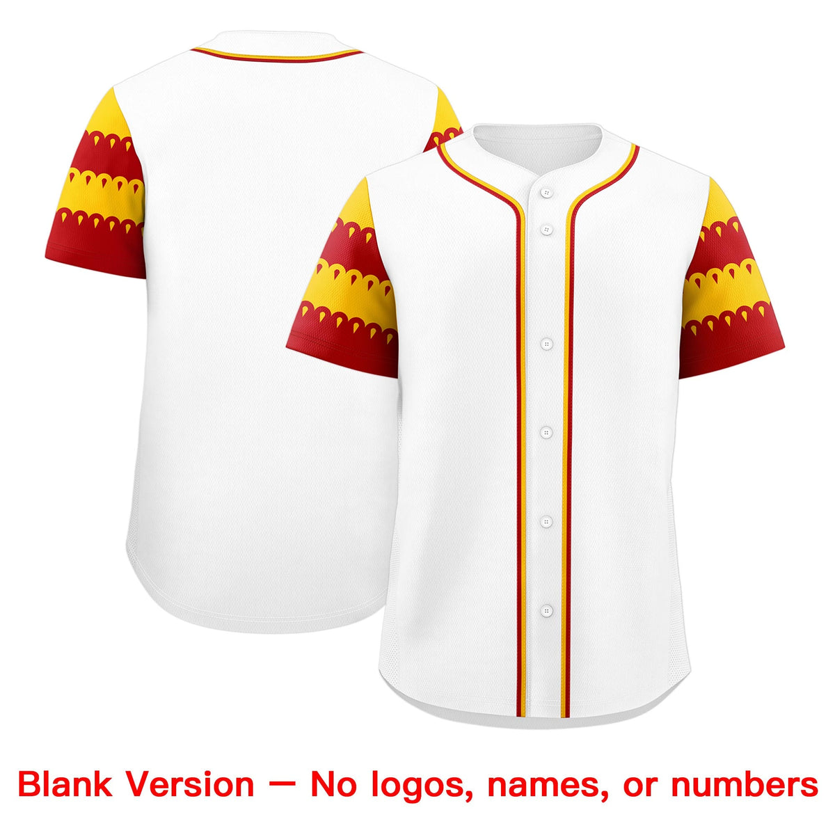 Custom White Red Gold Sleeve Flag Lace Baseball Jersey | Sublimation Printed &amp; Embroidery,Add Name and Numbern,Perfect for Teams | KXKSHOP