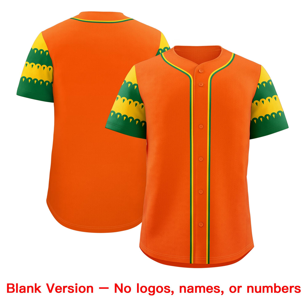 Custom Orange Gold Kelly Green Sleeve Flag Lace Baseball Jersey | Sublimation Printed &amp; Embroidery,Add Name and Numbern,Perfect for Teams | KXKSHOP