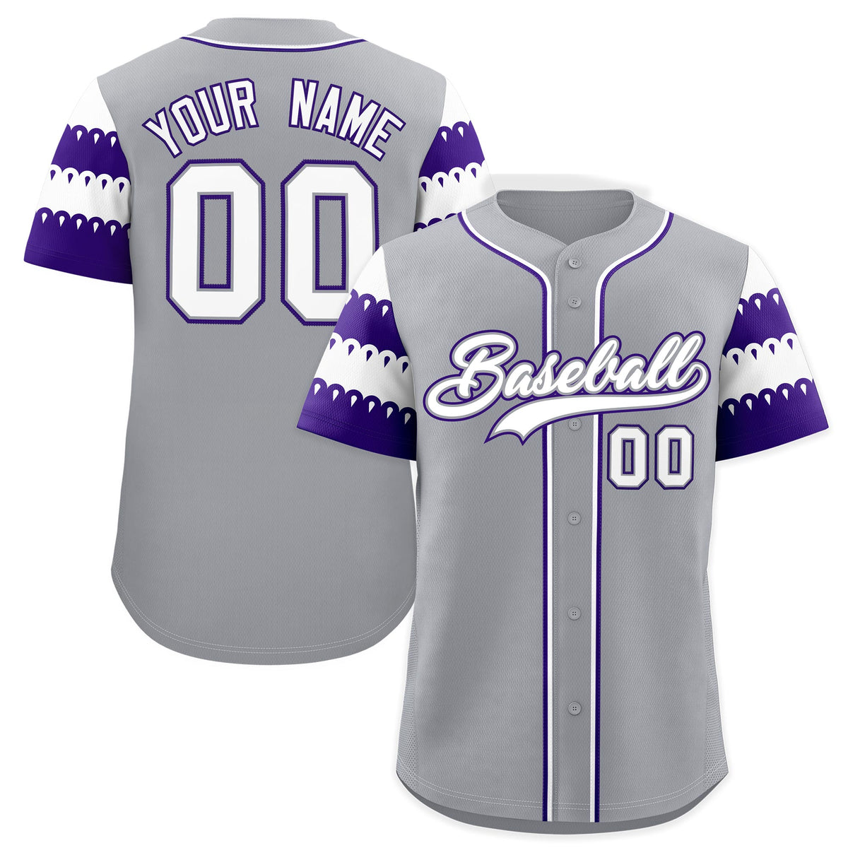 Custom Purple White Sleeve Flag Lace Baseball Jersey | Sublimation Printed &amp; Embroidery,Add Name and Numbern,Perfect for Teams | KXKSHOP