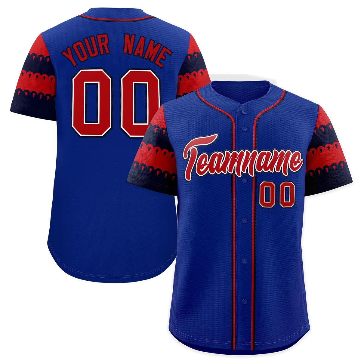 Custom Royal Red Navy Sleeve Flag Lace Baseball Jersey | Sublimation Printed &amp; Embroidery,Add Name and Numbern,Perfect for Teams | KXKSHOP