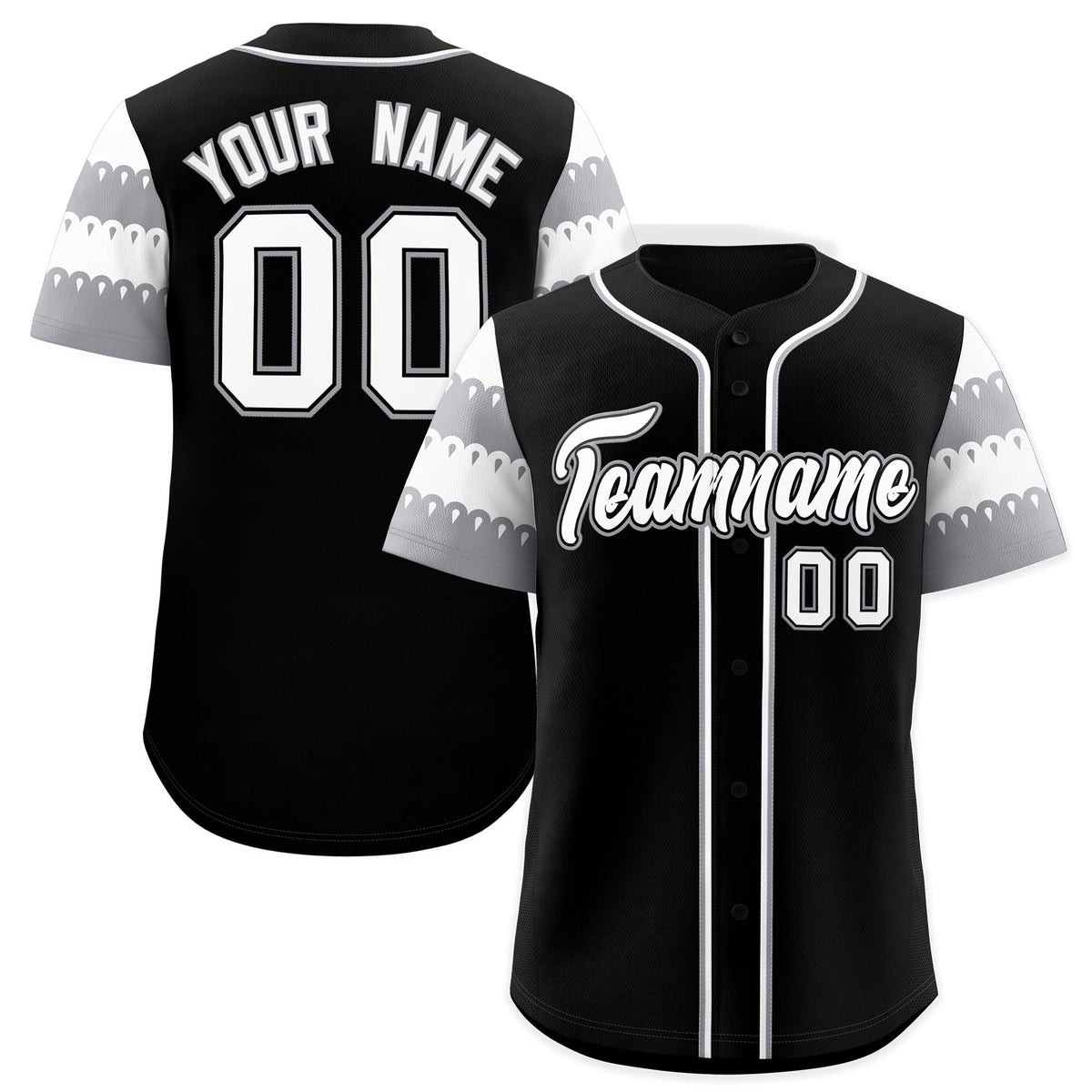 Custom Black Gray White Sleeve Flag Lace Baseball Jersey | Sublimation Printed &amp; Embroidery,Add Name and Numbern,Perfect for Teams | KXKSHOP