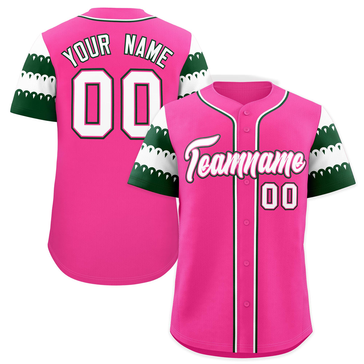 Custom Pink Green White Sleeve Flag Lace Baseball Jersey | Sublimation Printed &amp; Embroidery,Add Name and Numbern,Perfect for Teams | KXKSHOP