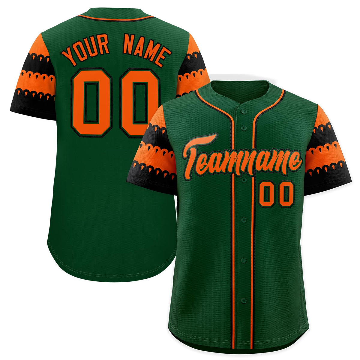 Custom Green Orange Black Sleeve Flag Lace Baseball Jersey | Sublimation Printed &amp; Embroidery,Add Name and Numbern,Perfect for Teams | KXKSHOP