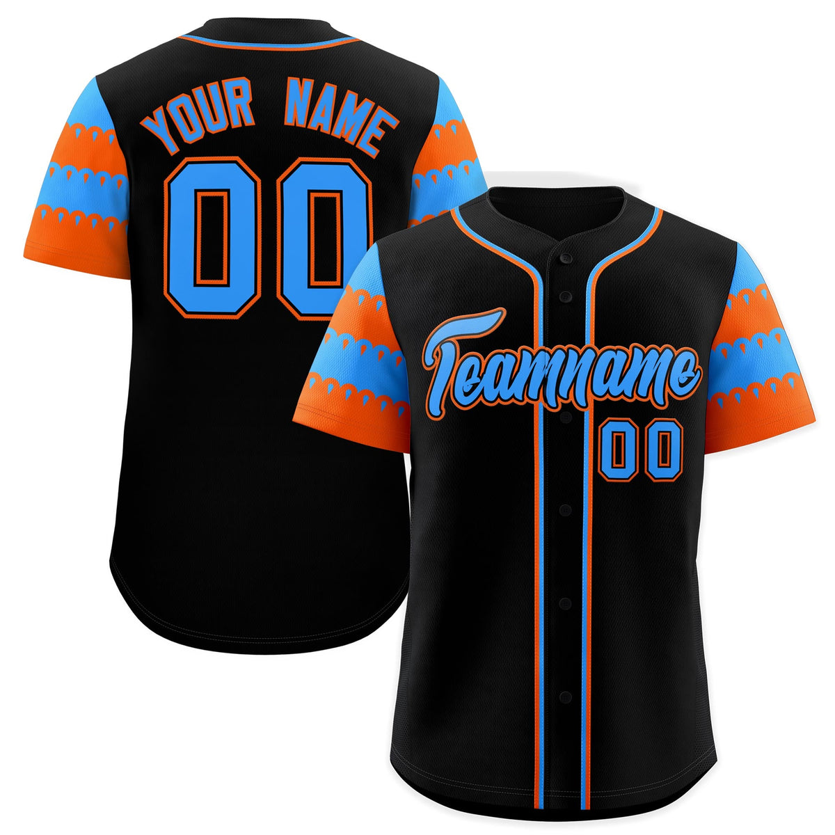 Custom Black Powder Blue Orange Sleeve Flag Lace Baseball Jersey | Sublimation Printed &amp; Embroidery,Add Name and Numbern,Perfect for Teams | KXKSHOP