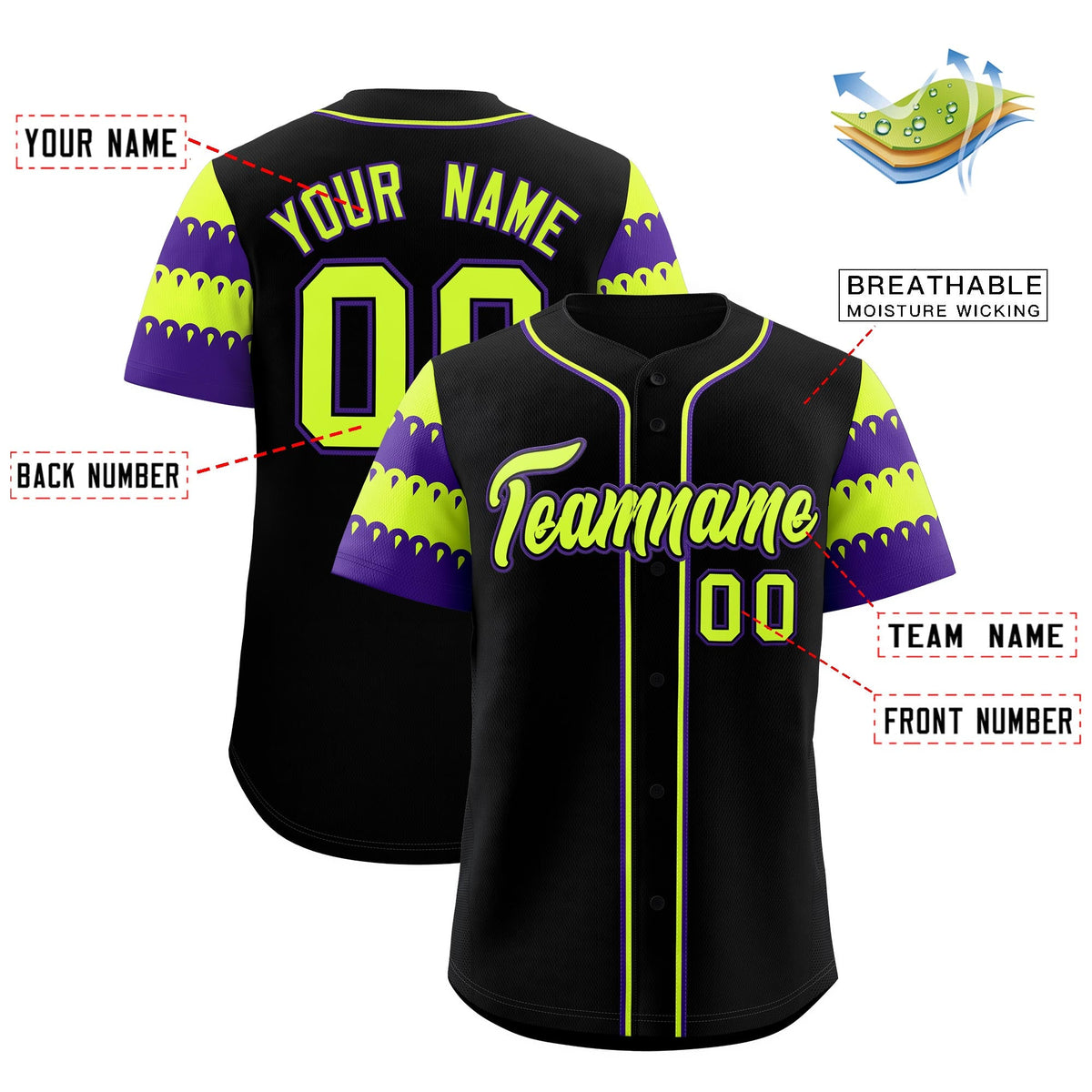 Custom Black Purple Sleeve Flag Lace Baseball Jersey | Sublimation Printed &amp; Embroidery,Add Name and Numbern,Perfect for Teams | KXKSHOP