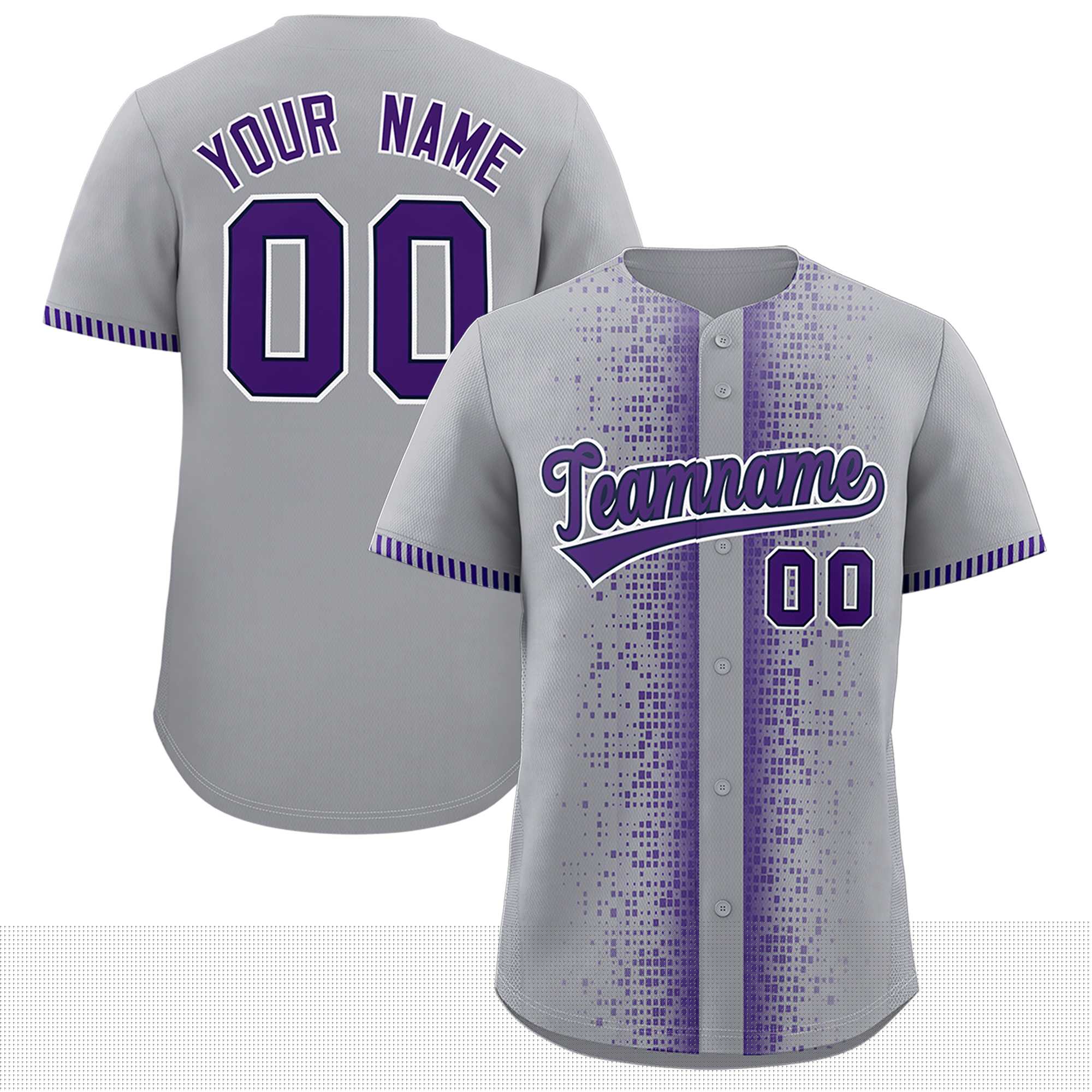 Custom Gray Purple Personalized Phonetic Rhythm Authentic Baseball Jersey