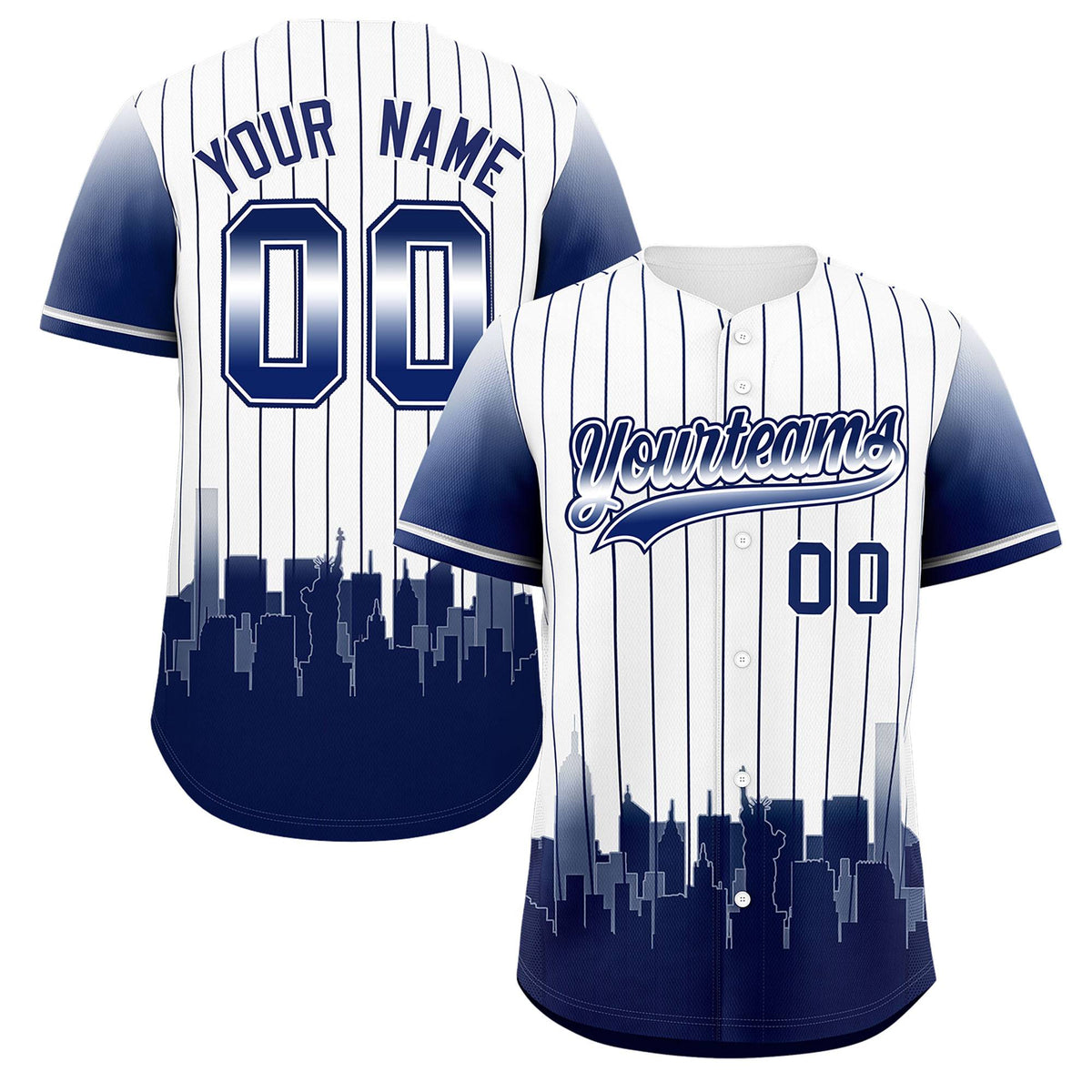 Custom White New York City Silhouette Authentic Baseball Jersey