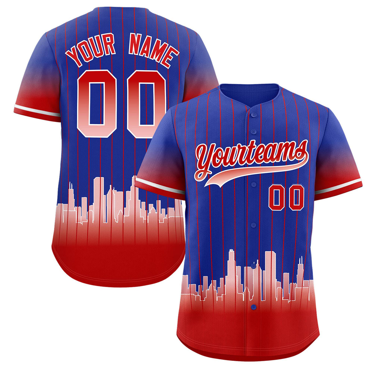 Custom Royal Chicago City Silhouette Authentic Baseball Jersey