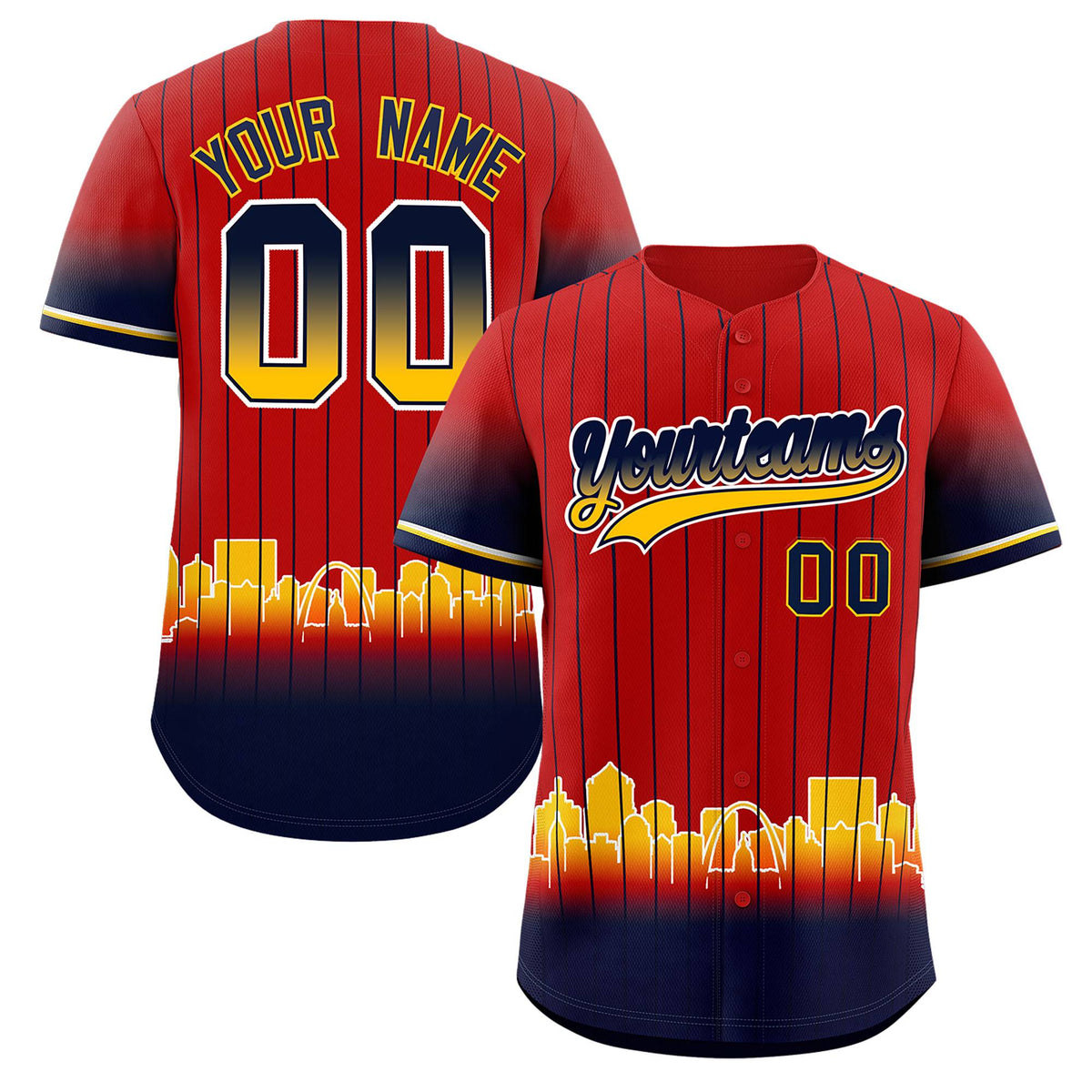 Custom Red St. Louis City Silhouette Authentic Baseball Jersey