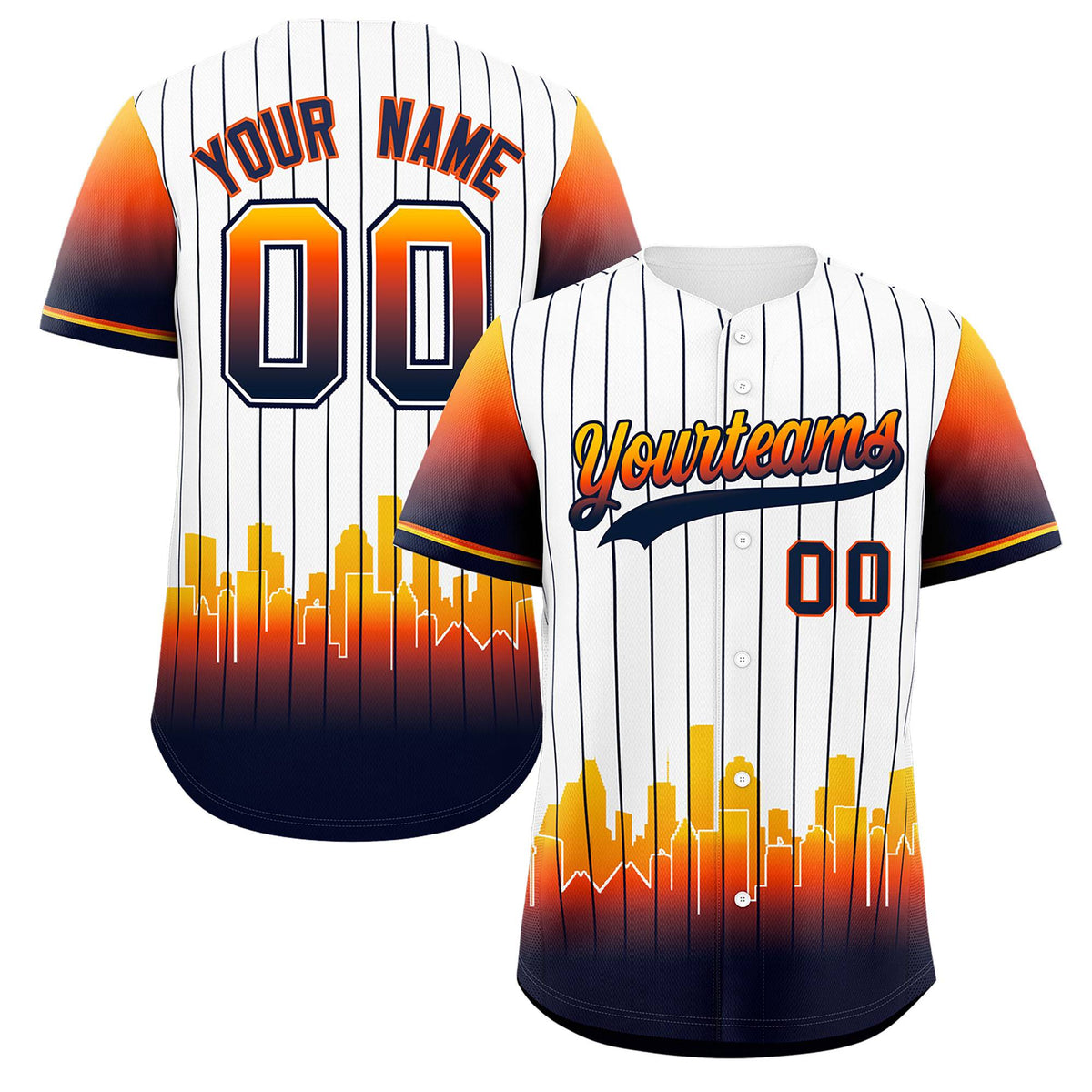 Custom White Houston City Silhouette Authentic Baseball Jersey