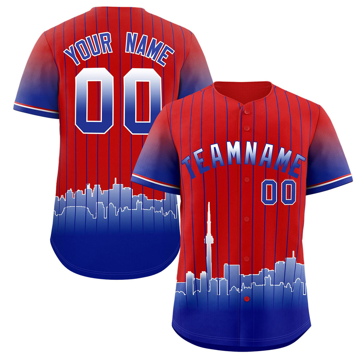 Custom Red Toronto City Silhouette Authentic Baseball Jersey