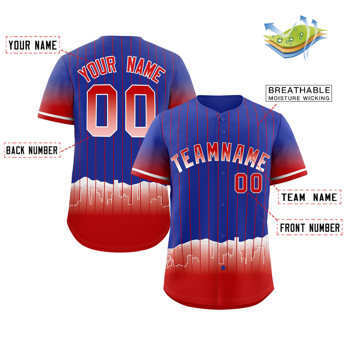 Custom Royal Los Angeles City Silhouette Authentic Baseball Jersey