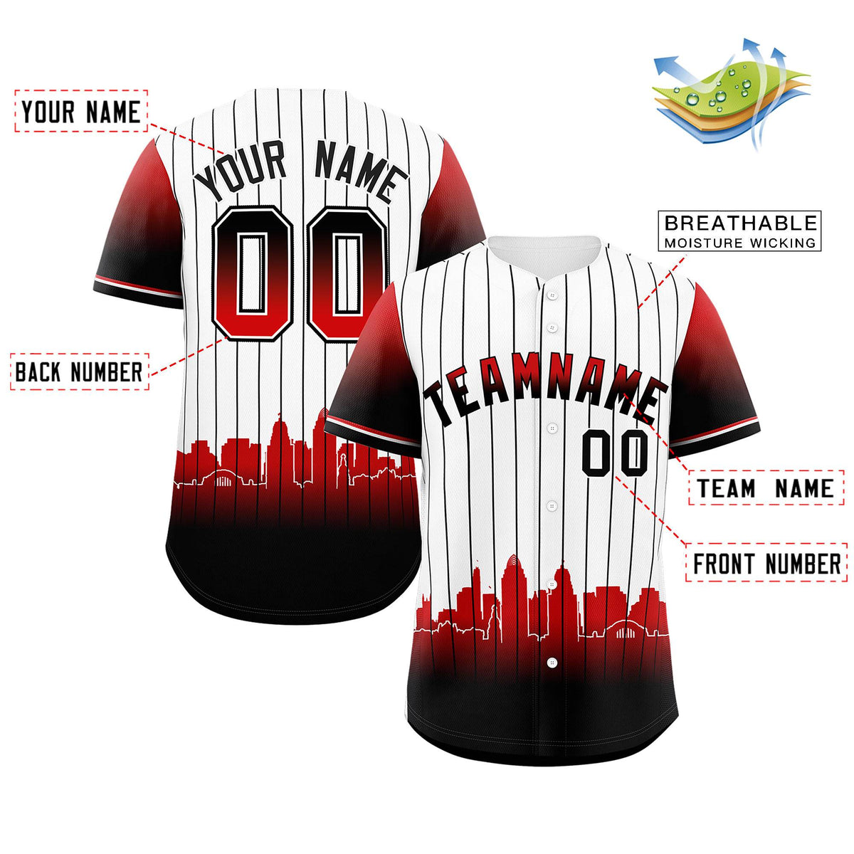 Custom White Cincinnati City Silhouette Authentic Baseball Jersey