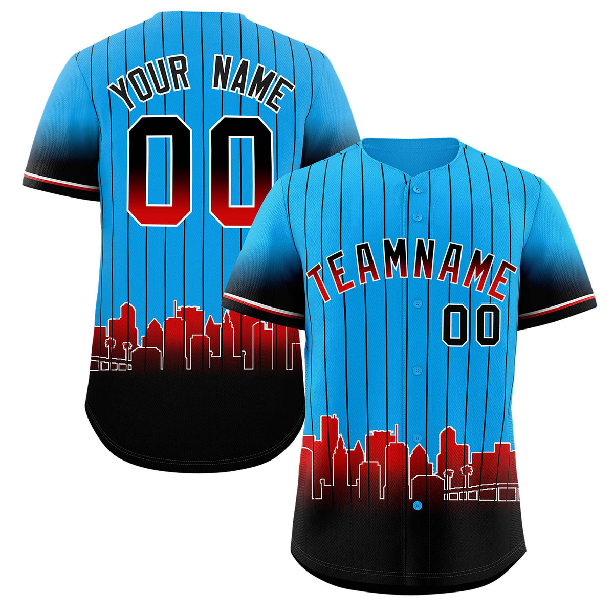 Custom Light Blue Miami City Silhouette Authentic Baseball Jersey