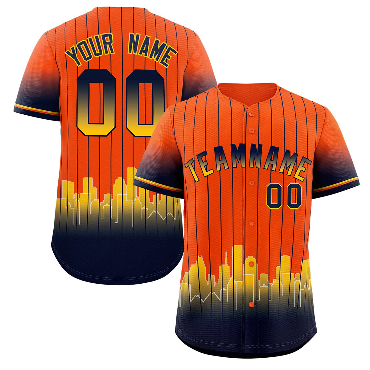 Custom Orange Houston City Silhouette Authentic Baseball Jersey