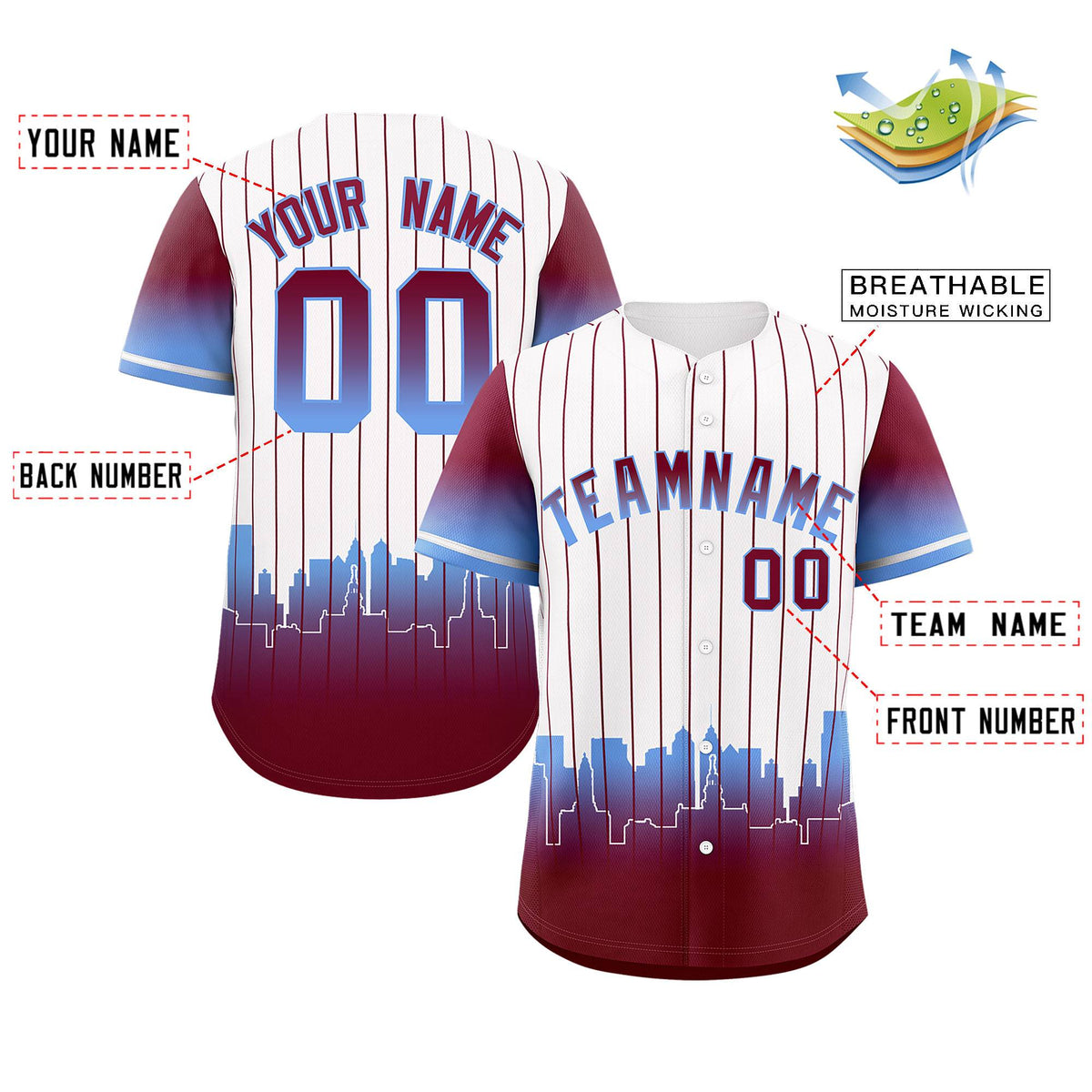 Custom White Philadelphia City Silhouette Authentic Baseball Jersey