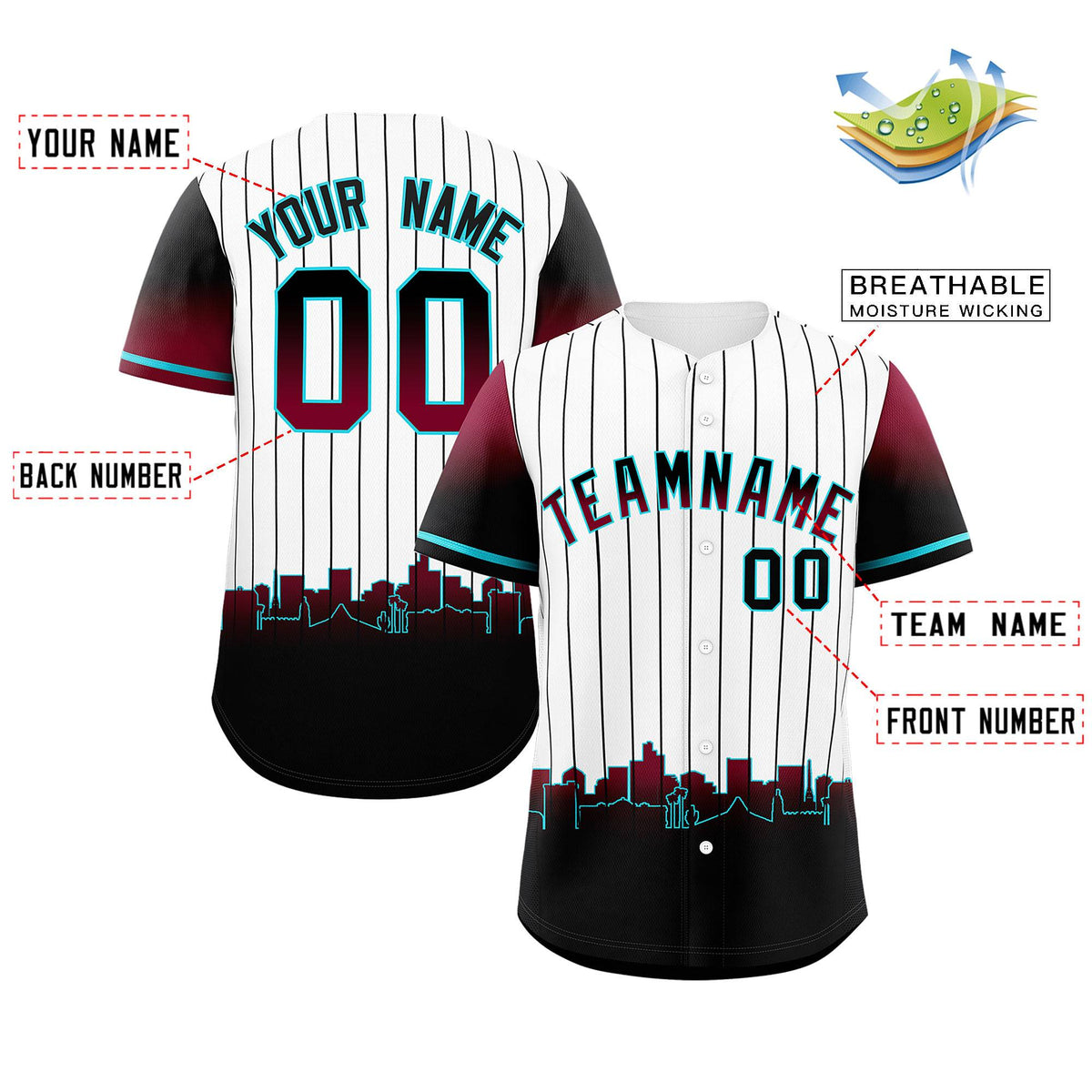 Custom White Phoenix City Silhouette Authentic Baseball Jersey