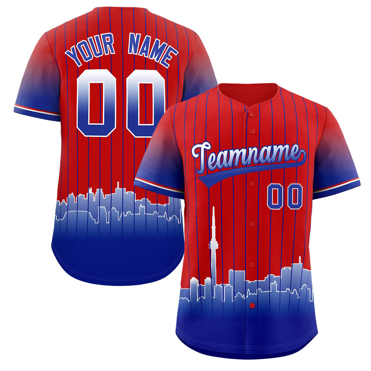 Custom Red Toronto City Silhouette Authentic Baseball Jersey