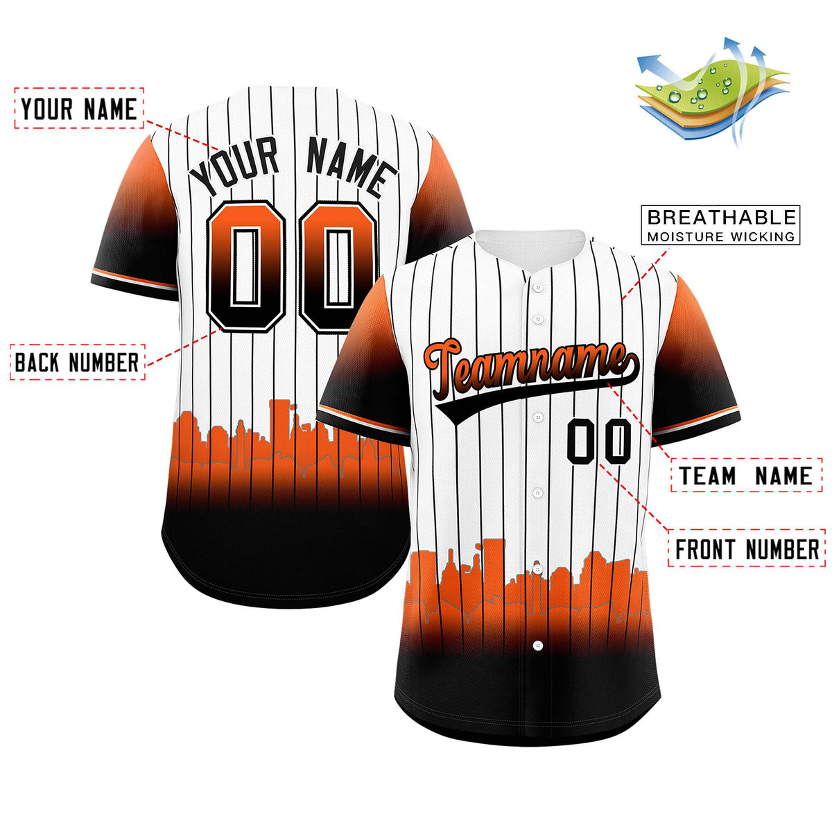 Custom White Baltimore City Silhouette Authentic Baseball Jersey