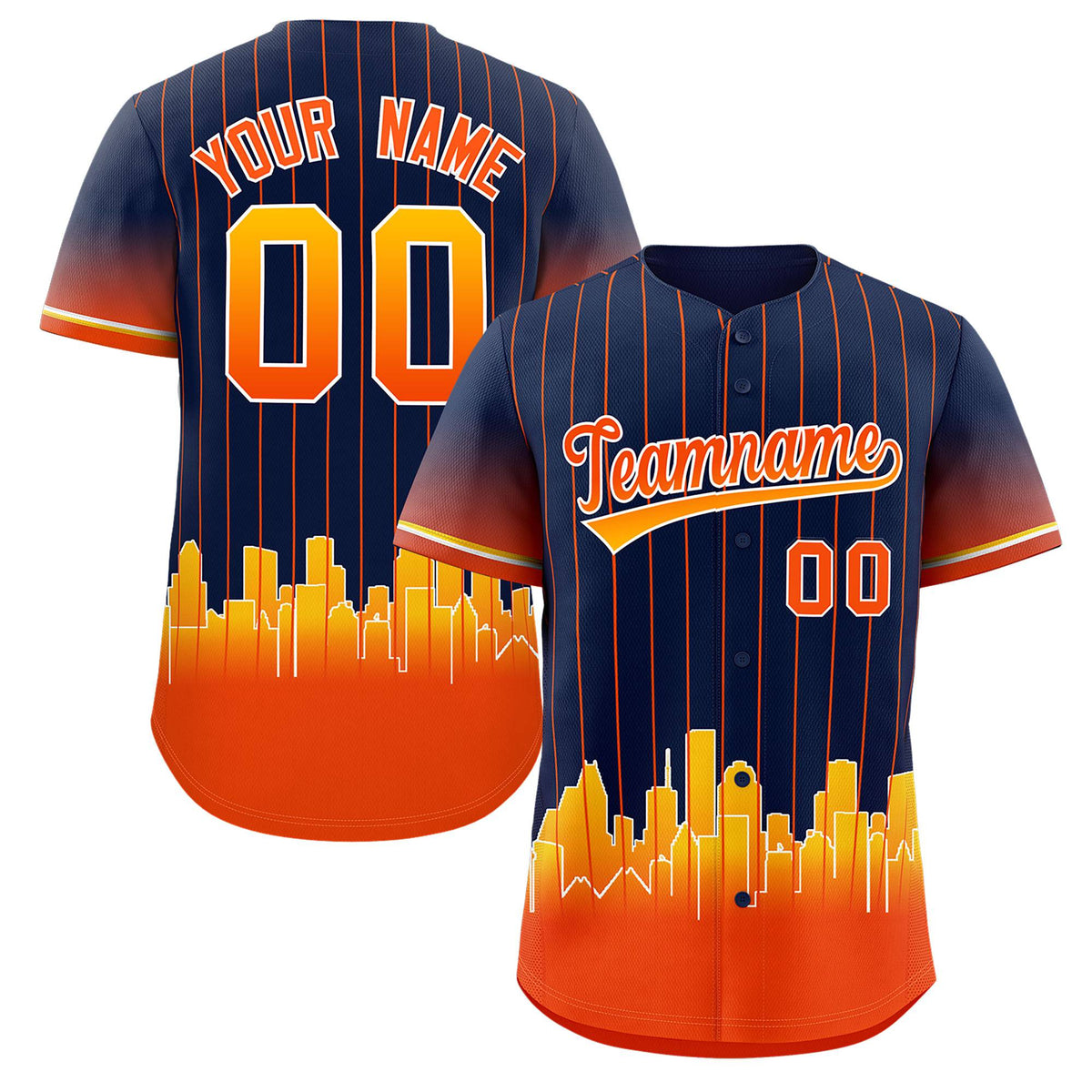 Custom Navy Houston City Silhouette Authentic Baseball Jersey