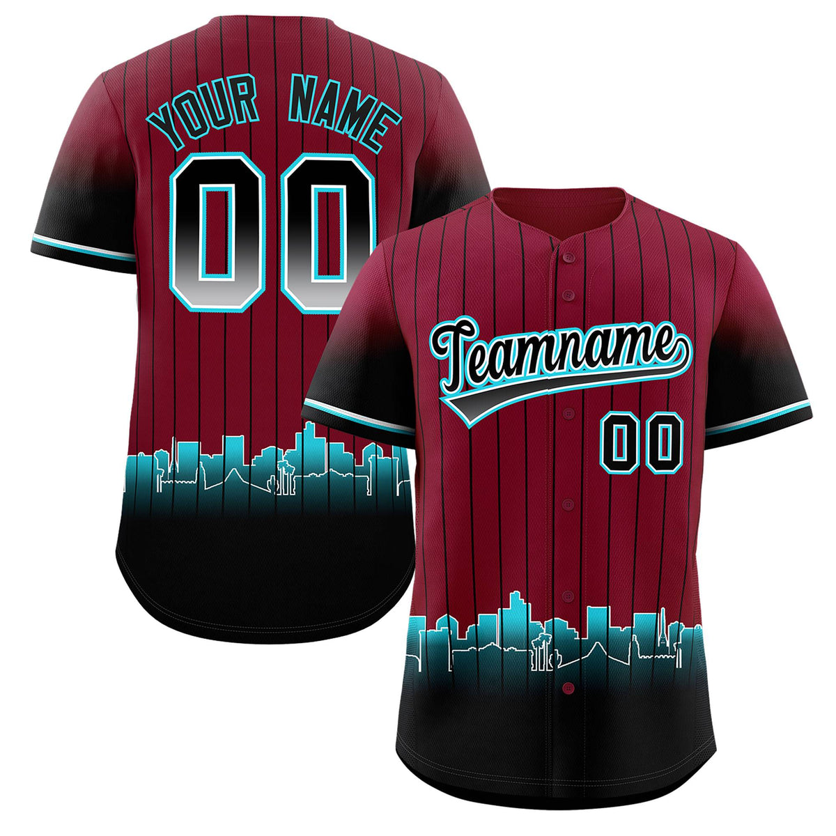 Custom Crimson Phoenix City Silhouette Authentic Baseball Jersey