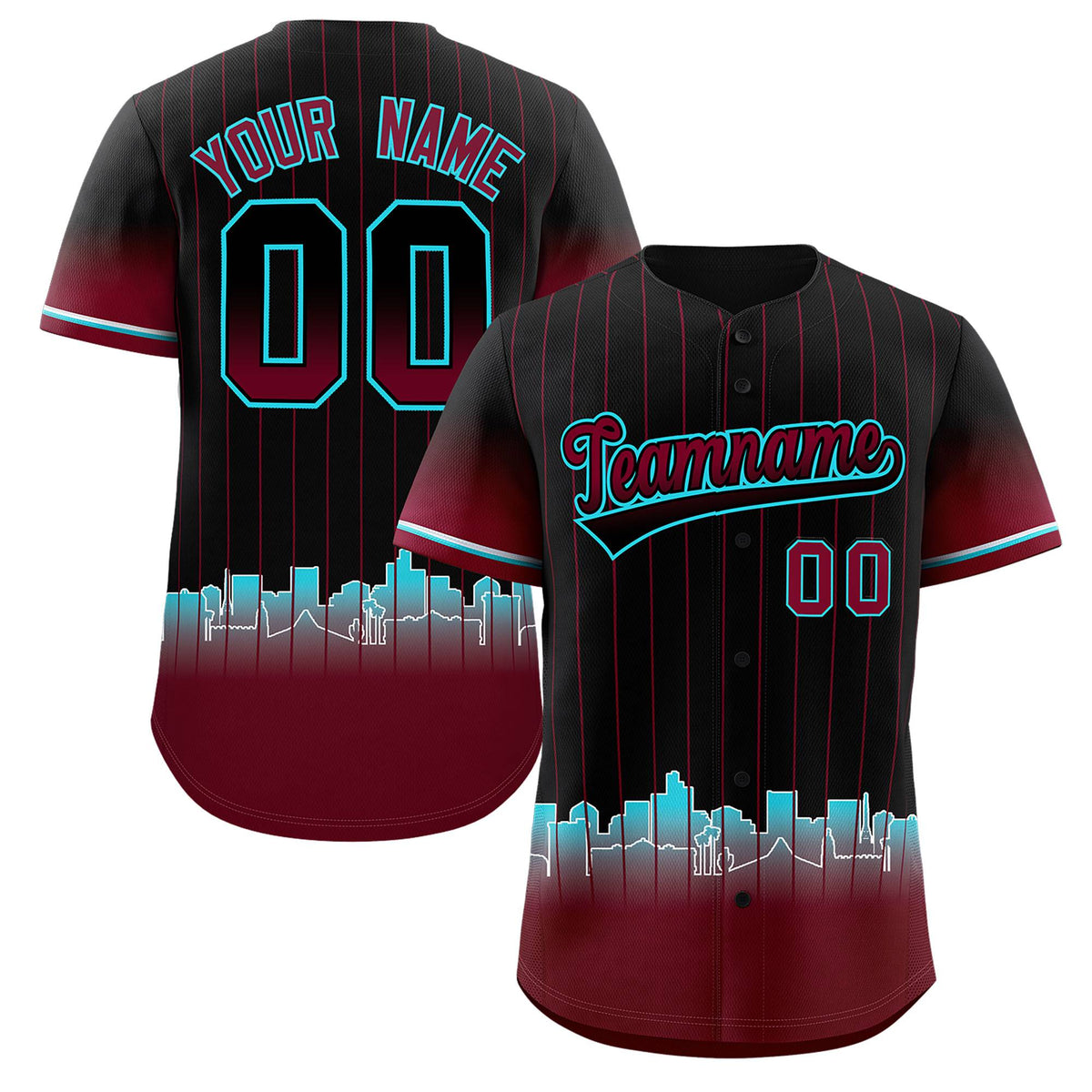 Custom Black Phoenix City Silhouette Authentic Baseball Jersey