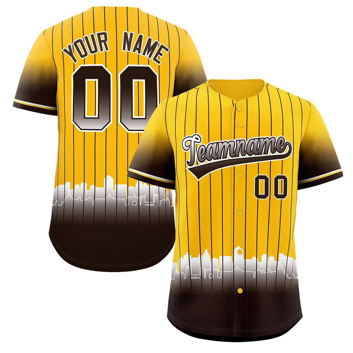 Custom Yellow San Diego City Silhouette Authentic Baseball Jersey
