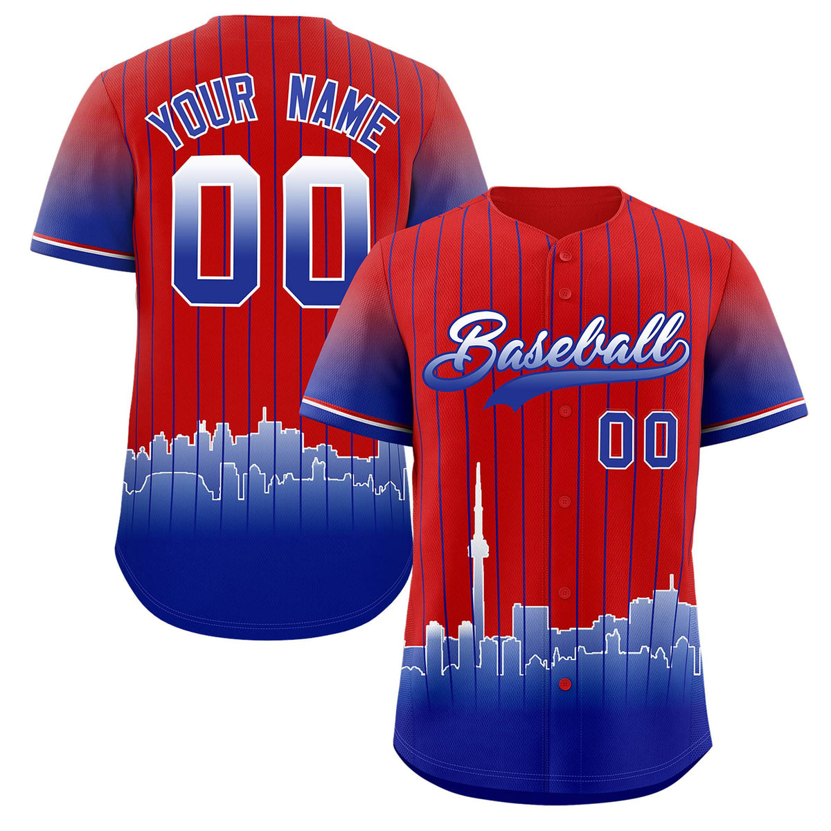 Custom Red Toronto City Silhouette Authentic Baseball Jersey