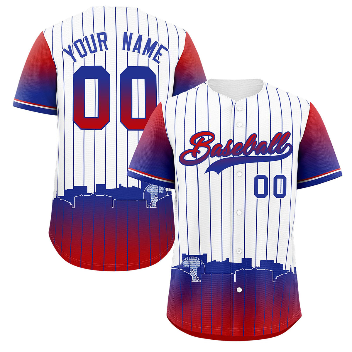 Custom White Arlington City Silhouette Authentic Baseball Jersey