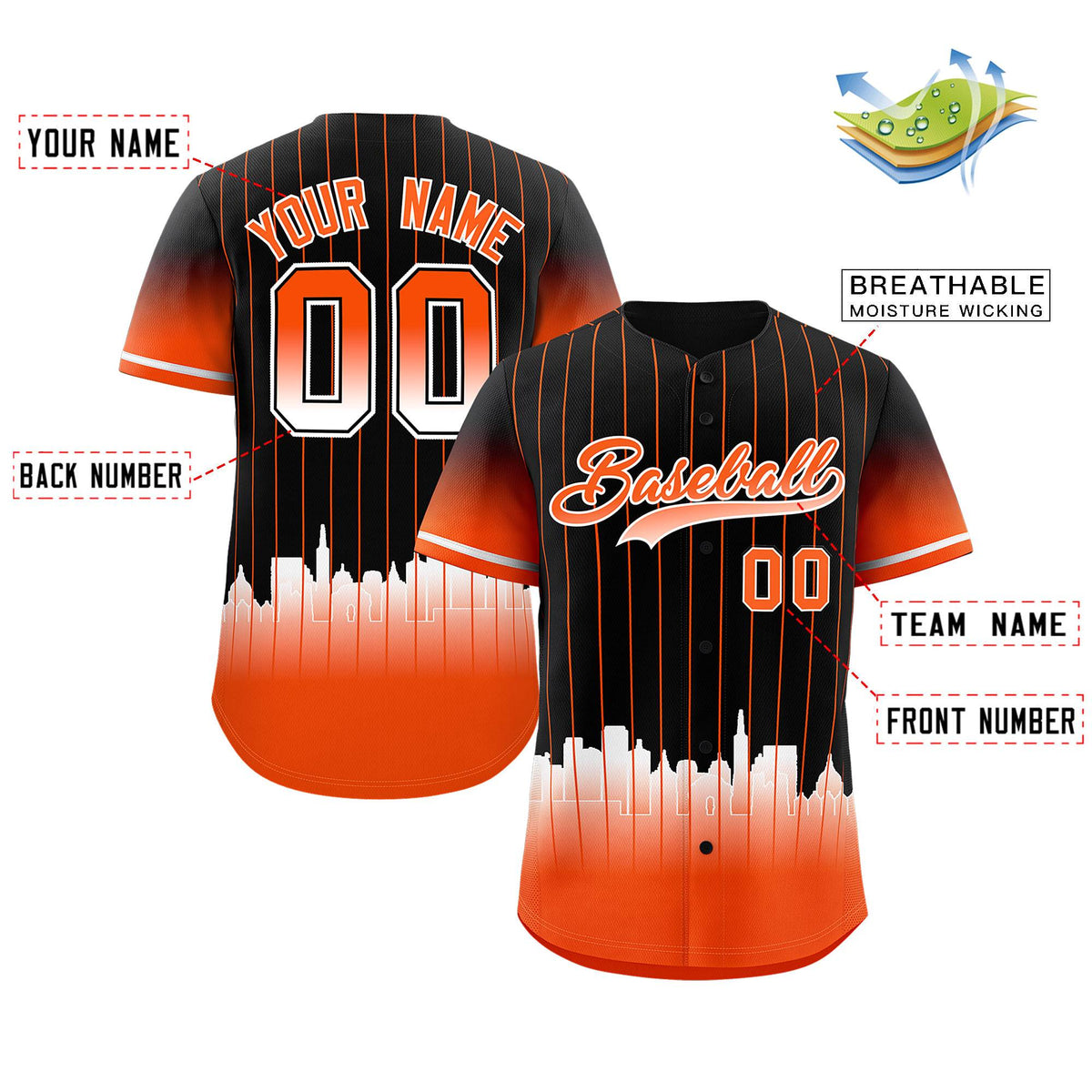 Custom Black San-Francisco City Silhouette Authentic Baseball Jersey