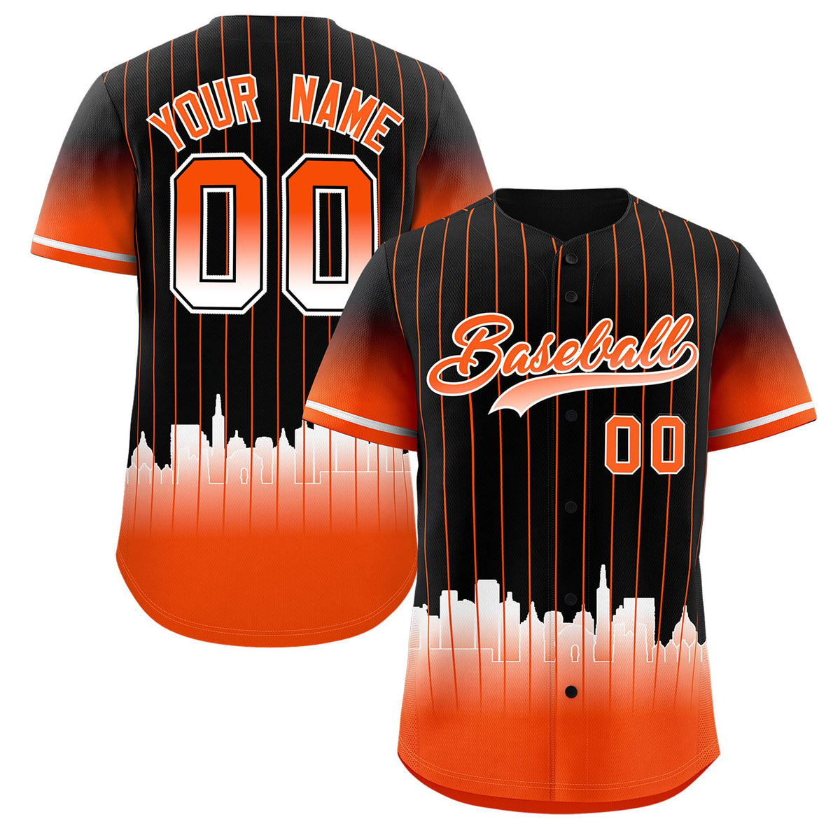 Custom Black San-Francisco City Silhouette Authentic Baseball Jersey