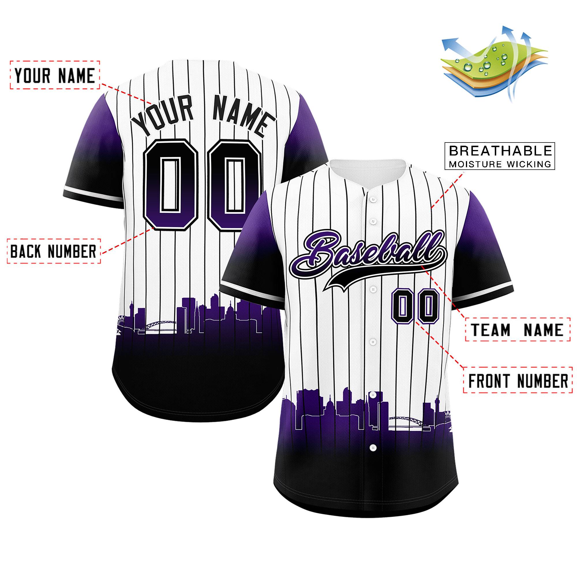 Custom White Denver City Silhouette Authentic Baseball Jersey