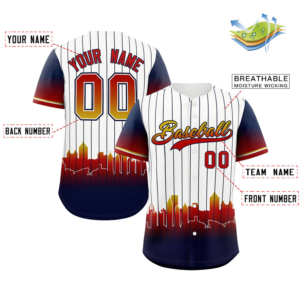 Custom White Atlanta City Silhouette Authentic Baseball Jersey