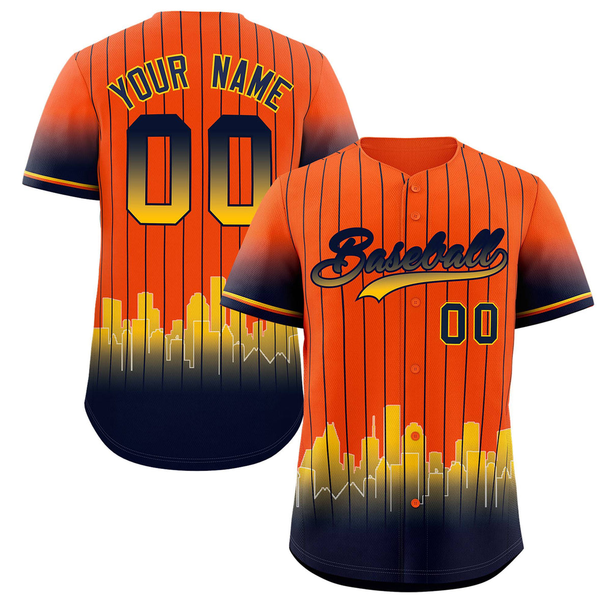 Custom Orange Houston City Silhouette Authentic Baseball Jersey