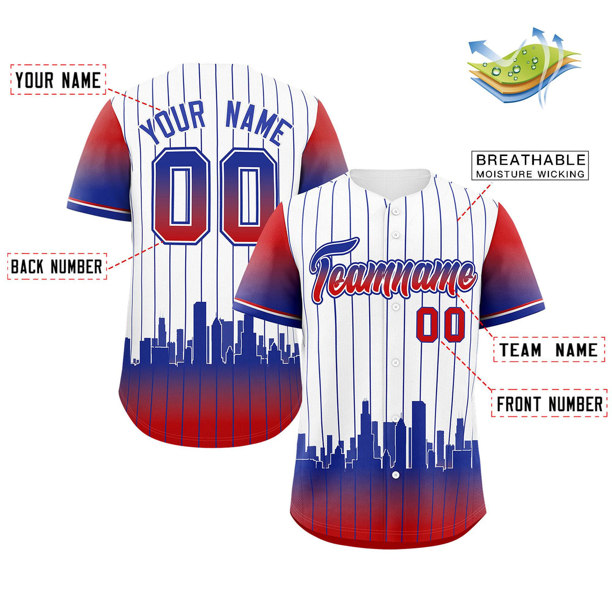Custom White Chicago City Silhouette Authentic Baseball Jersey