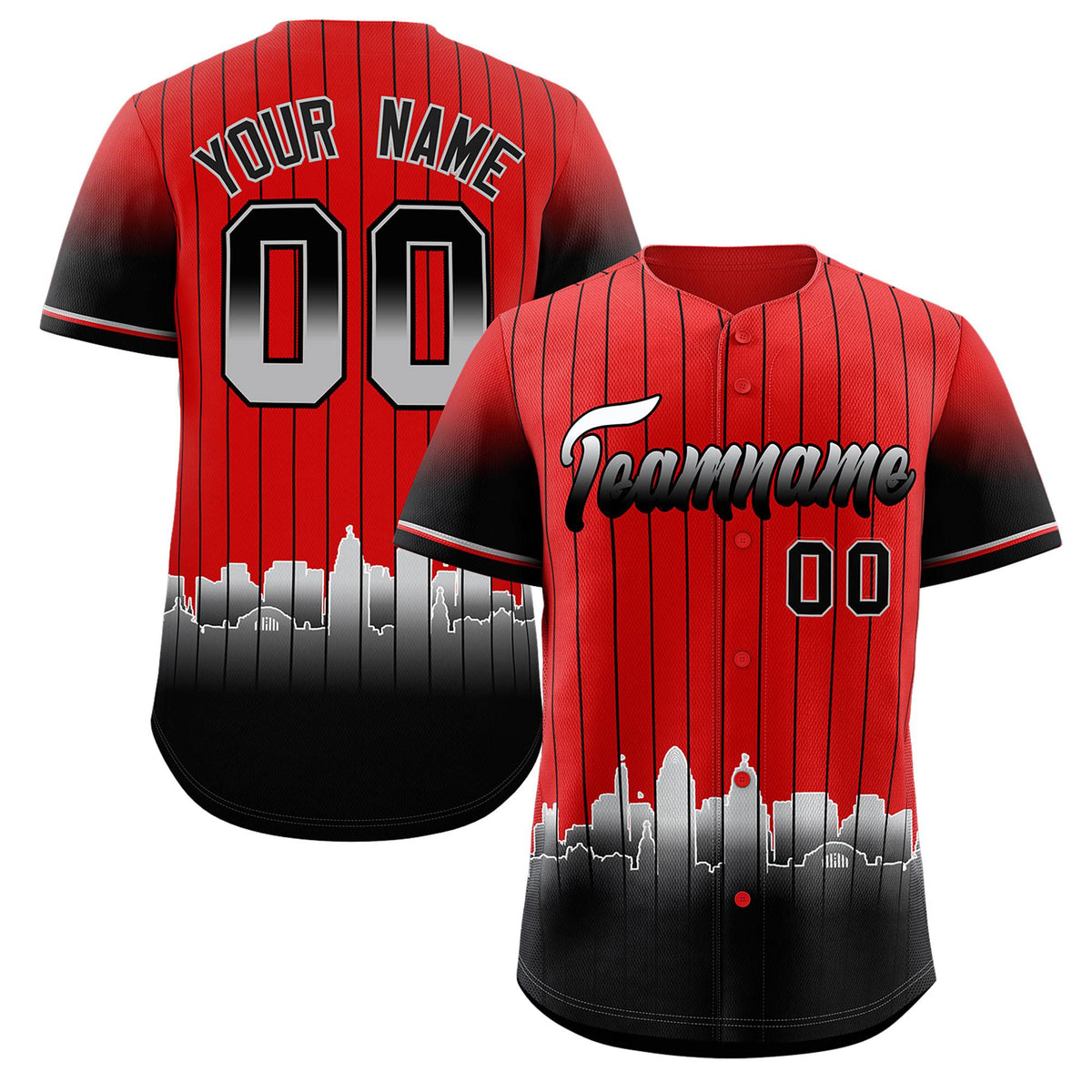 Custom Red Cincinnati City Silhouette Authentic Baseball Jersey