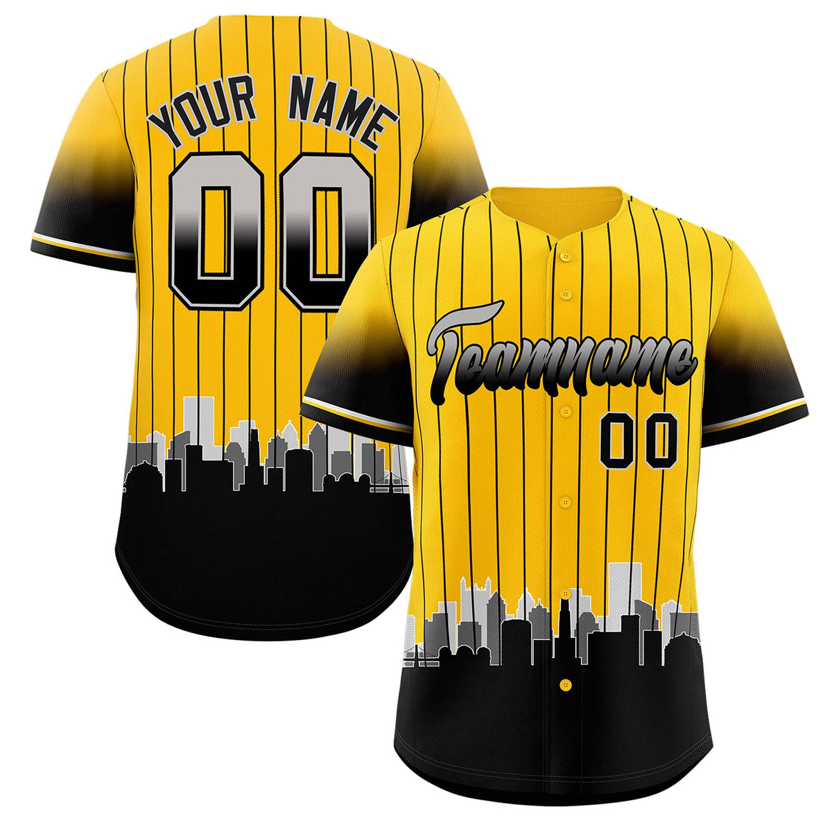 Custom Yellow Pittsburgh City Silhouette Authentic Baseball Jersey