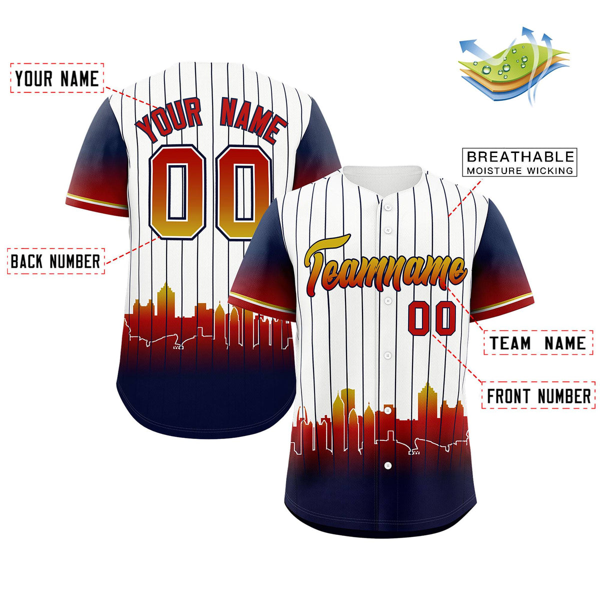 Custom White Atlanta City Silhouette Authentic Baseball Jersey