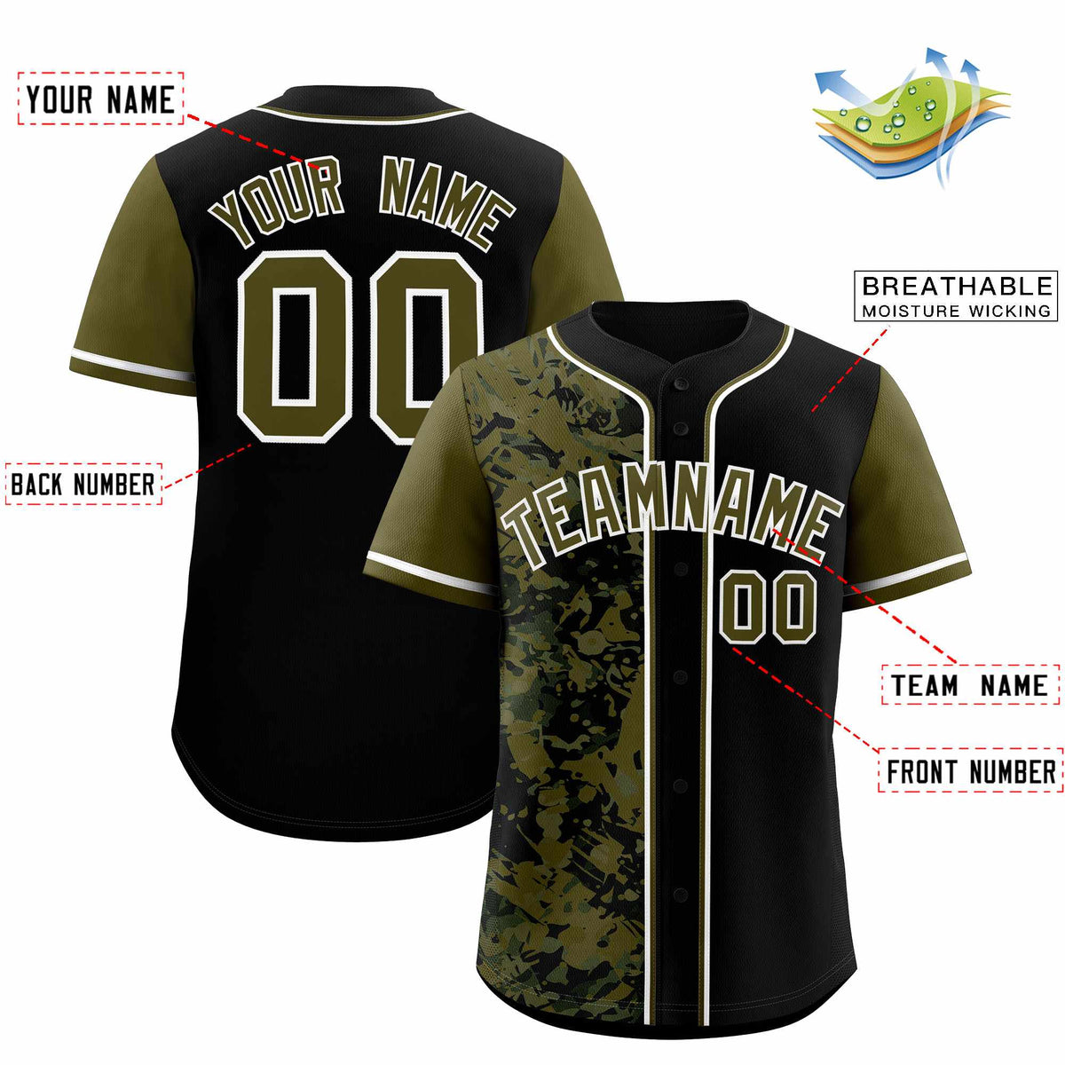 Custom Black Olive Split Personalized Graffiti Raglan Sleeve Authentic Baseball Jersey