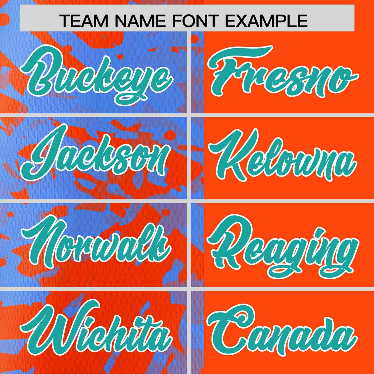 Custom Orange Powder Blue Split Personalized Graffiti Raglan Sleeve Authentic Baseball Jersey