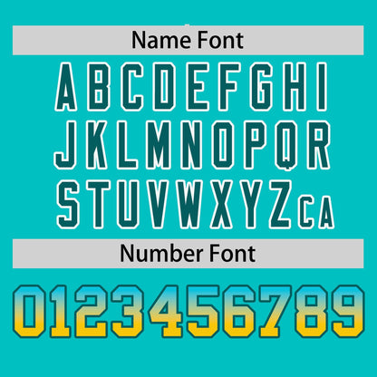 Custom Aqua Aqua-Gold Personalized Gradient Font And Side Design Authentic Baseball Jersey