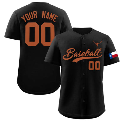 Custom Black Orange Texas Flag Classic Style Authentic Baseball Jersey