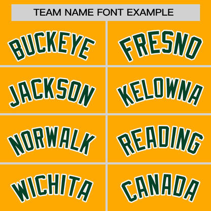 Custom Yellow Green-White Stripe Fashion Raglan Sleeves Authentic Baseball Jersey