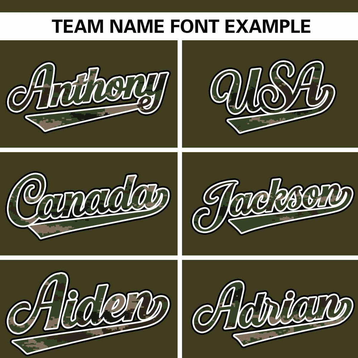 Custom Olive Personalized Camo Font Authentic Baseball Jersey
