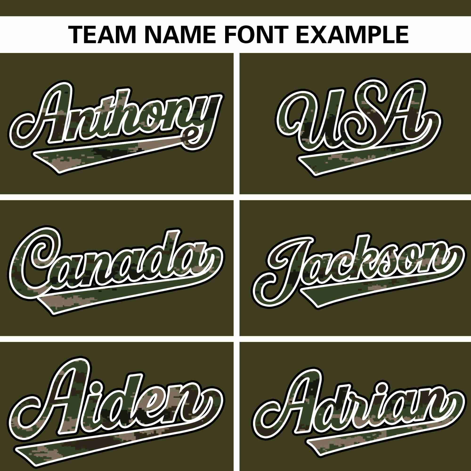 Custom Olive Personalized Camo Font Authentic Baseball Jersey