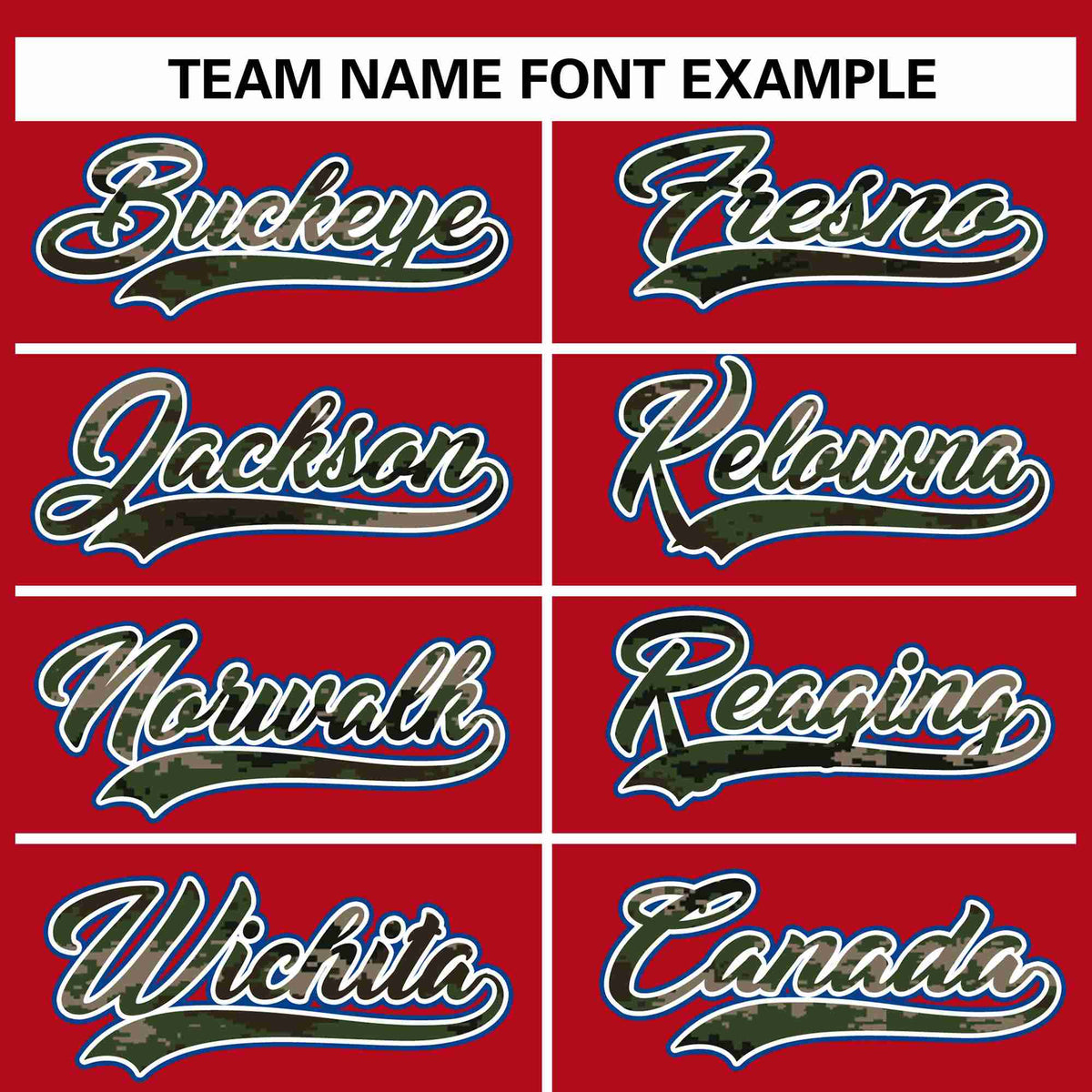Custom Red Personalized Camo Font Authentic Baseball Jersey