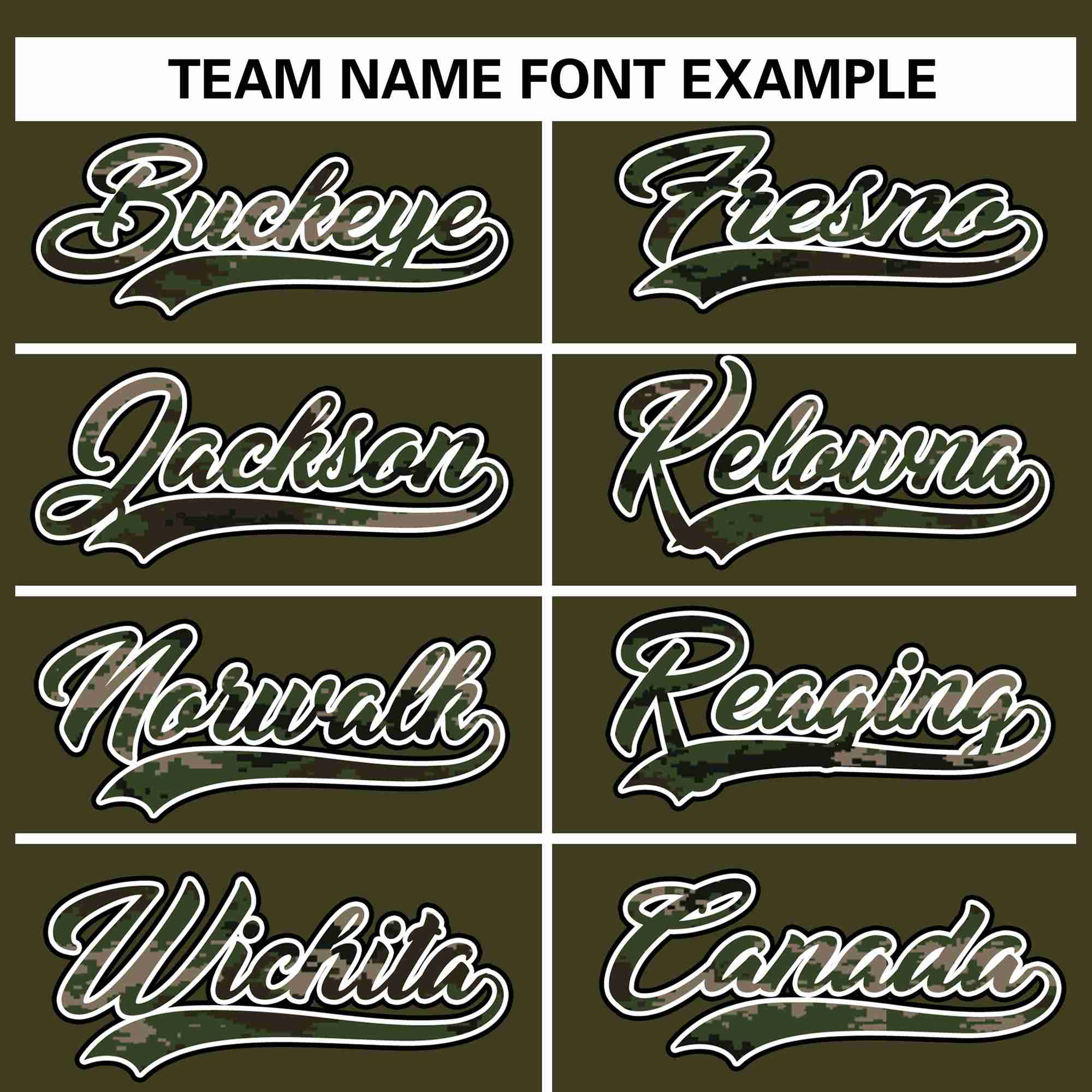 Custom Olive Personalized Camo Font Authentic Baseball Jersey