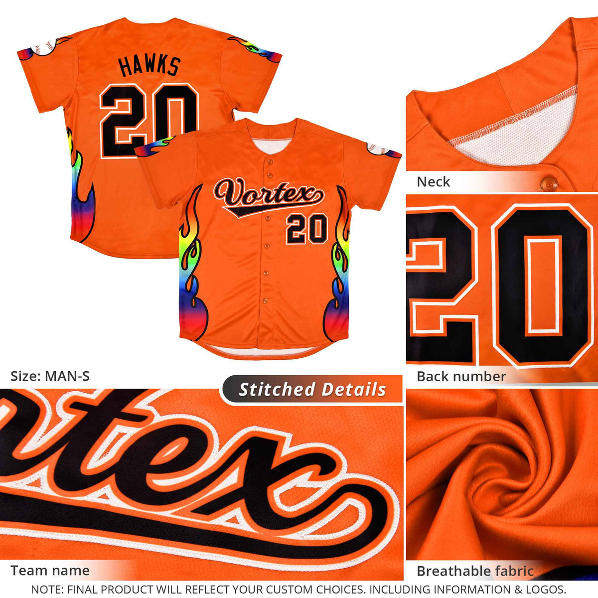 Custom Crimson Graffiti Pattern Personalized Multicolored Flames Print Authentic Baseball Jersey
