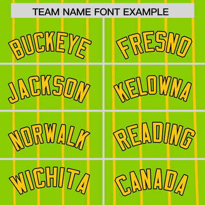 Custom Neon Green Gold Pinstripe Personalized Side Two-tone Authentic Baseball Jersey