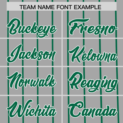 Custom Gray Kelly Green Pinstripe Personalized Side Two-tone Authentic Baseball Jersey